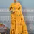 yellow printed silk blend wedding wear saree with blause 