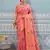 pink printed pochampalli soft silk blend casual saree with blouse