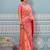 pink printed pochampalli soft silk blend casual saree with blouse