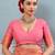 pink printed pochampalli soft silk blend casual saree with blouse