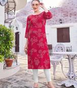 Women Print & Rayon Straight Kurti