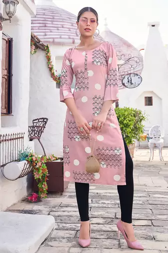 Women Print & Rayon Straight Kurti