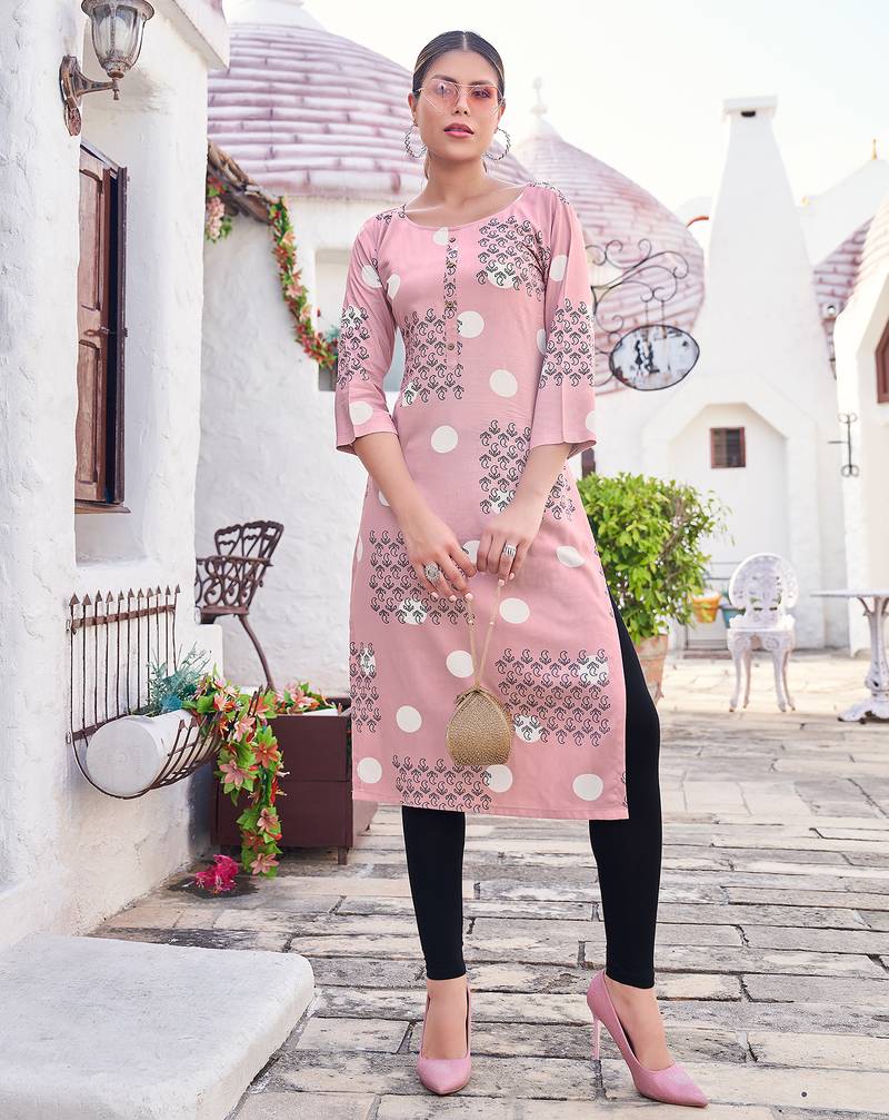 Women Print & Rayon Straight Kurti