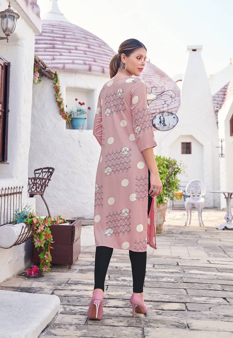 Women Print & Rayon Straight Kurti