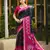black printed pochampalli soft silk blend casual saree with blouse