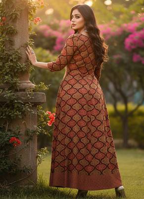 ftDiva multicolor ethnic motifs pure cotton anarkali long kurtis for Wedding, Festive, and party Wear  2