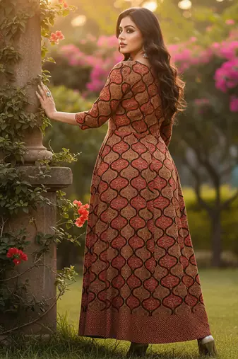 ftDiva multicolor ethnic motifs pure cotton anarkali long kurtis for Wedding, Festive, and party Wear 