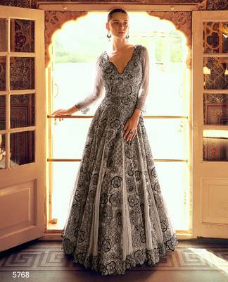 grey georgette wedding gowns-Full Stitched Free size 1