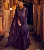 purple georgette wedding gowns-Full Stitched Free size