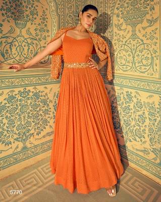 orange silk wedding gowns-Full Stitched Free size 1