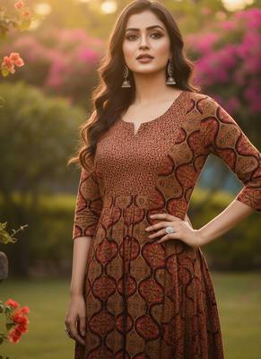 ftDiva multicolor ethnic motifs pure cotton anarkali long kurtis for Wedding, Festive, and party Wear  4