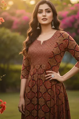 ftDiva multicolor ethnic motifs pure cotton anarkali long kurtis for Wedding, Festive, and party Wear 