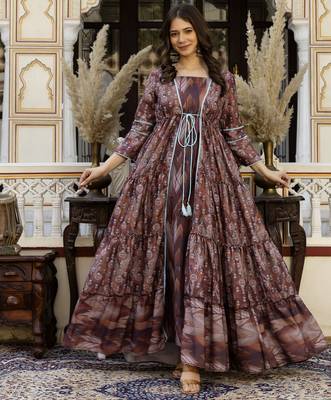 multicolor printed viscose rayon anarkali long kurtis 1