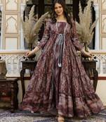 multicolor printed viscose rayon anarkali long kurtis