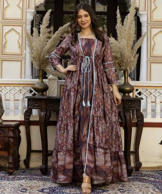 multicolor printed viscose rayon anarkali long kurtis 4