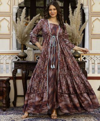 multicolor printed viscose rayon anarkali long kurtis 5