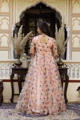 pink printed viscose rayon  anarkali long kurtis 3