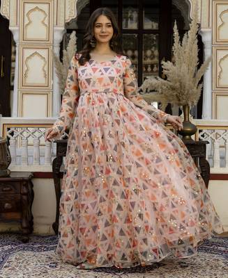 pink printed viscose rayon  anarkali long kurtis 4