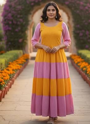 multicolor printed viscose rayon anarkali long kurtis 1