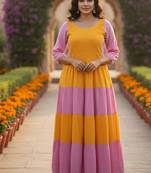 multicolor printed viscose rayon anarkali long kurtis