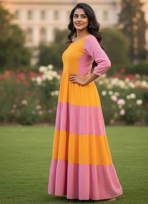 multicolor printed viscose rayon anarkali long kurtis 4