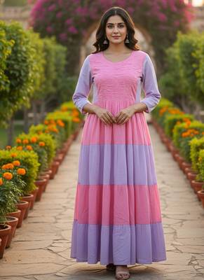 multicolor printed viscose rayon anarkali long kurtis 1