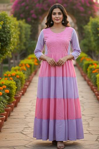 multicolor printed viscose rayon anarkali long kurtis
