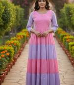 multicolor printed viscose rayon anarkali long kurtis