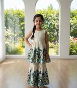 Off white kora cotton thread work sharara set