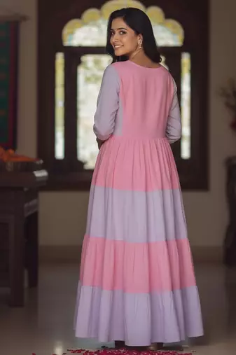multicolor printed viscose rayon anarkali long kurtis