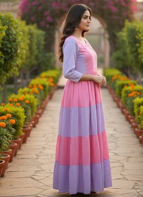 multicolor printed viscose rayon anarkali long kurtis 4