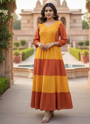 multicolor printed viscose rayon anarkali long kurtis 1