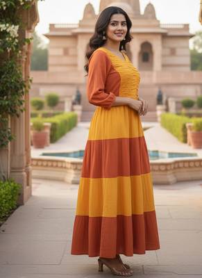 multicolor printed viscose rayon anarkali long kurtis 4