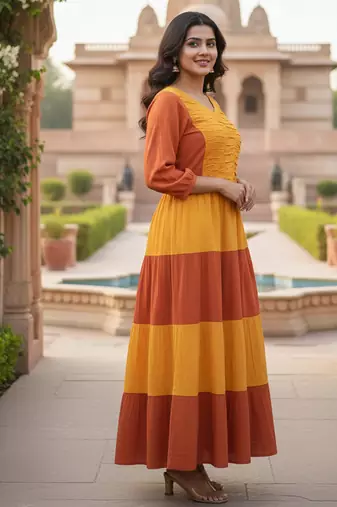 multicolor printed viscose rayon anarkali long kurtis