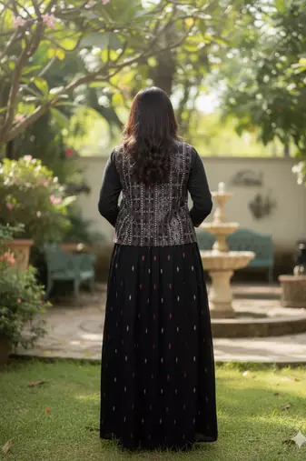 black printed pure cotton  anarkali long kurtis