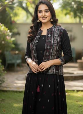 black printed pure cotton  anarkali long kurtis 3