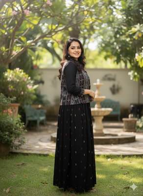 black printed pure cotton  anarkali long kurtis 5