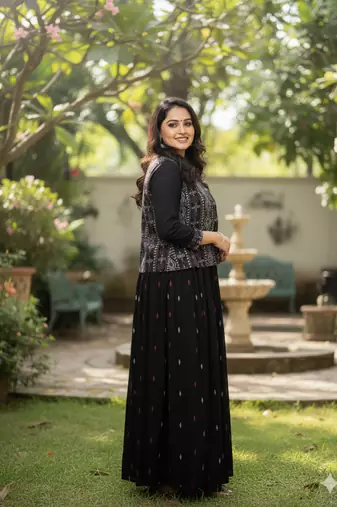 black printed pure cotton  anarkali long kurtis