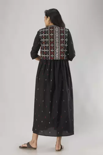 black printed pure cotton  anarkali long kurtis