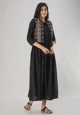 black printed pure cotton  anarkali long kurtis 3