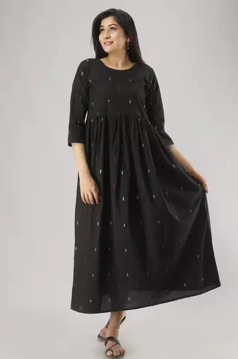 black printed pure cotton  anarkali long kurtis