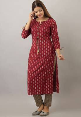  maroon  printed viscose rayon ethnic kurtis 1