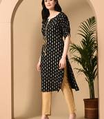  black  printed viscose rayon ethnic kurtis