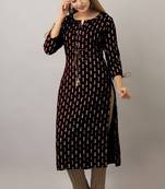  black  printed viscose rayon ethnic kurtis