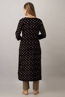  black  printed viscose rayon ethnic kurtis 2