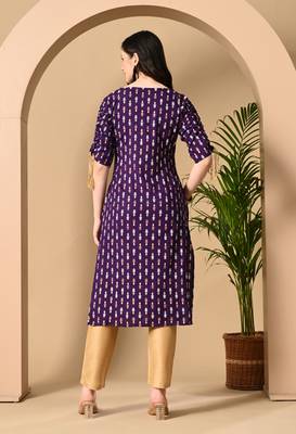  purple  printed viscose rayon ethnic kurtis 2