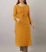 light yellow  printed viscose rayon ethnic kurtis