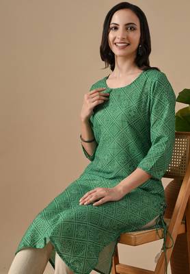 green  printed viscose rayon ethnic kurtis 1