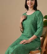 green  printed viscose rayon ethnic kurtis