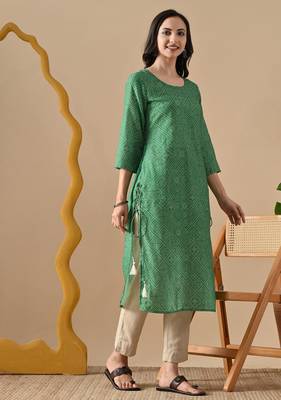 green  printed viscose rayon ethnic kurtis 5